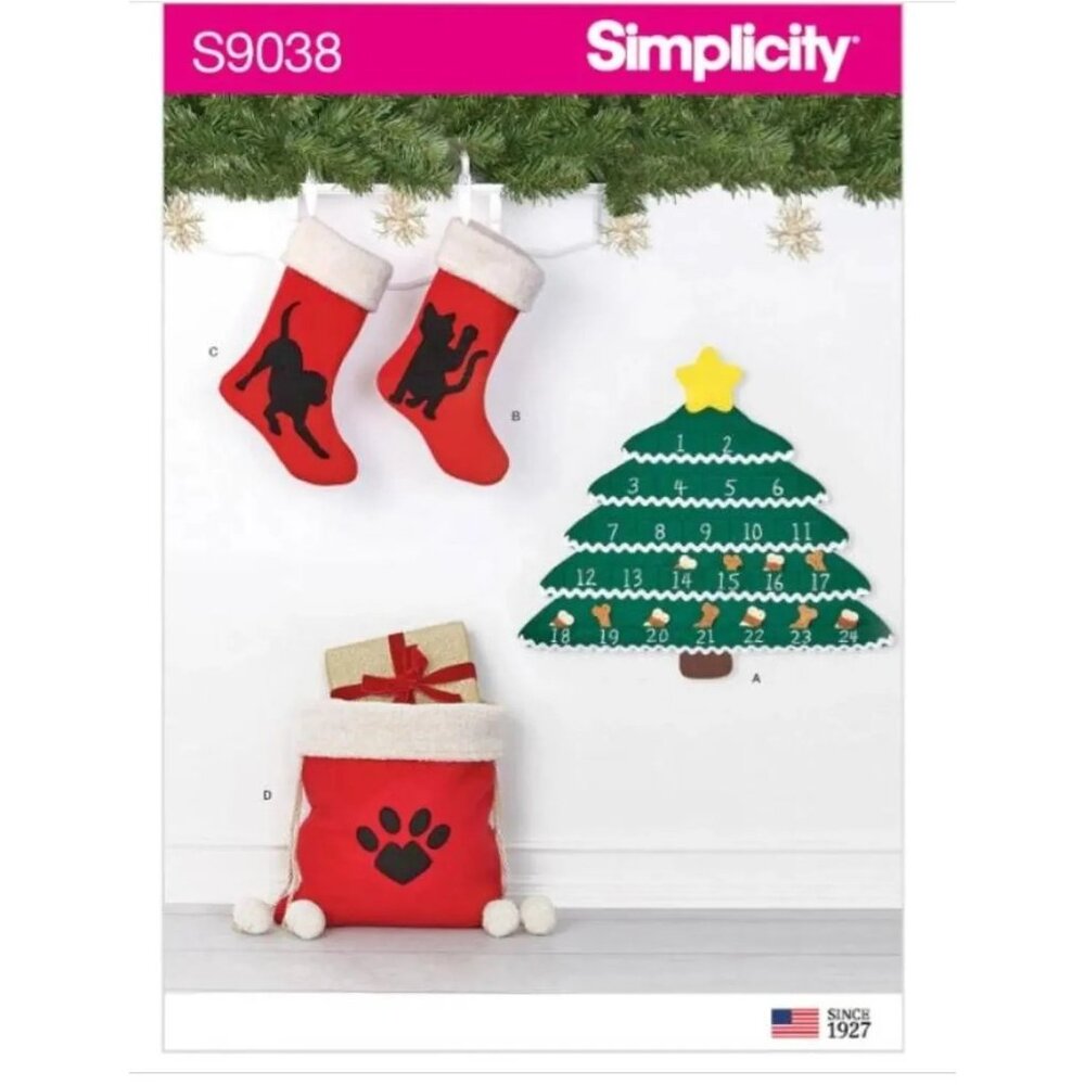 Simplicity Holiday Countdown Calendar Stockings & Gift‎ Bag For Pets